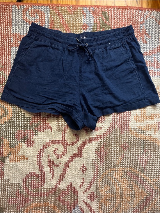 GAP Pants - Gap Navy Linen Drawstring Shorts Large Elastic Waist EUC